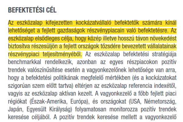 befektetési cél