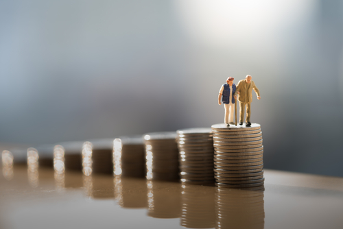 Elder fellas walking on money.